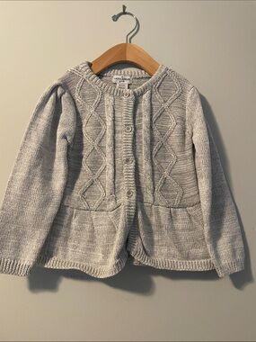 Laura Ashley Light Gray Knit Button-Front Cardigan girls size: 5-6